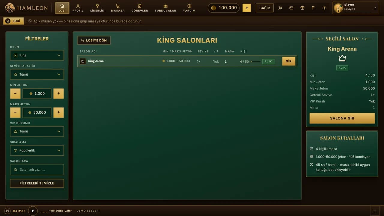 King — King oyun vitrini